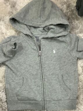 Polo by Ralph Lauren Light Gray Hooded Zip Sweatshirt for Kids